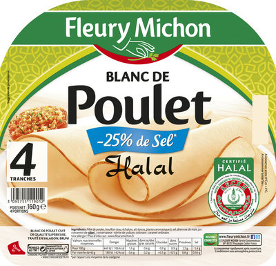 Blanc de Poulet - 25% de sel* - *par rapport à la moyenne de la catégorie Halal - 4 tr. - Produkt - fr