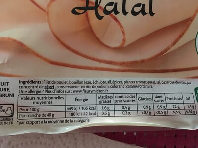 Blanc de Poulet - 25% de sel* - *par rapport à la moyenne de la catégorie Halal - 4 tr. - Zutaten - fr