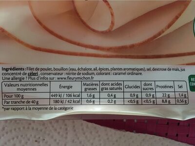 Blanc de Poulet - 25% de sel* - *par rapport à la moyenne de la catégorie Halal - 4 tr. - Nährwertangaben - fr