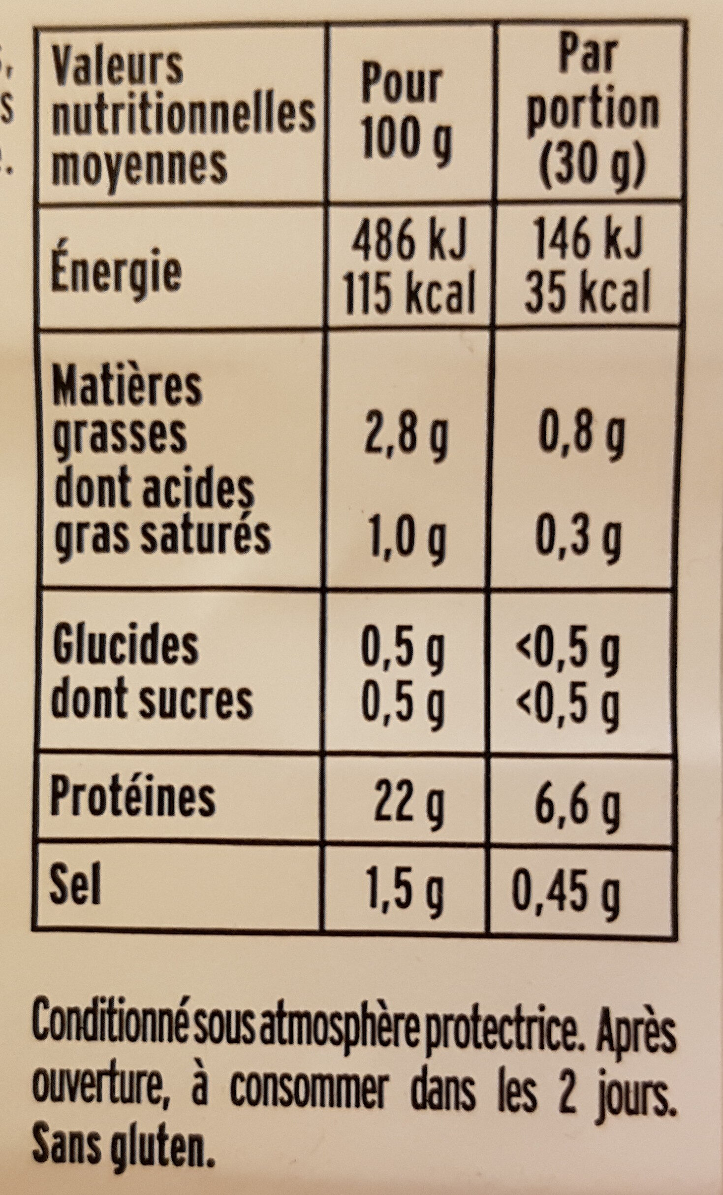 Le Tranché Fin - Dégustation - Nutrition facts - fr