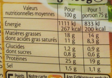 Duo de Poulet & Emmental - Nutrition facts - fr
