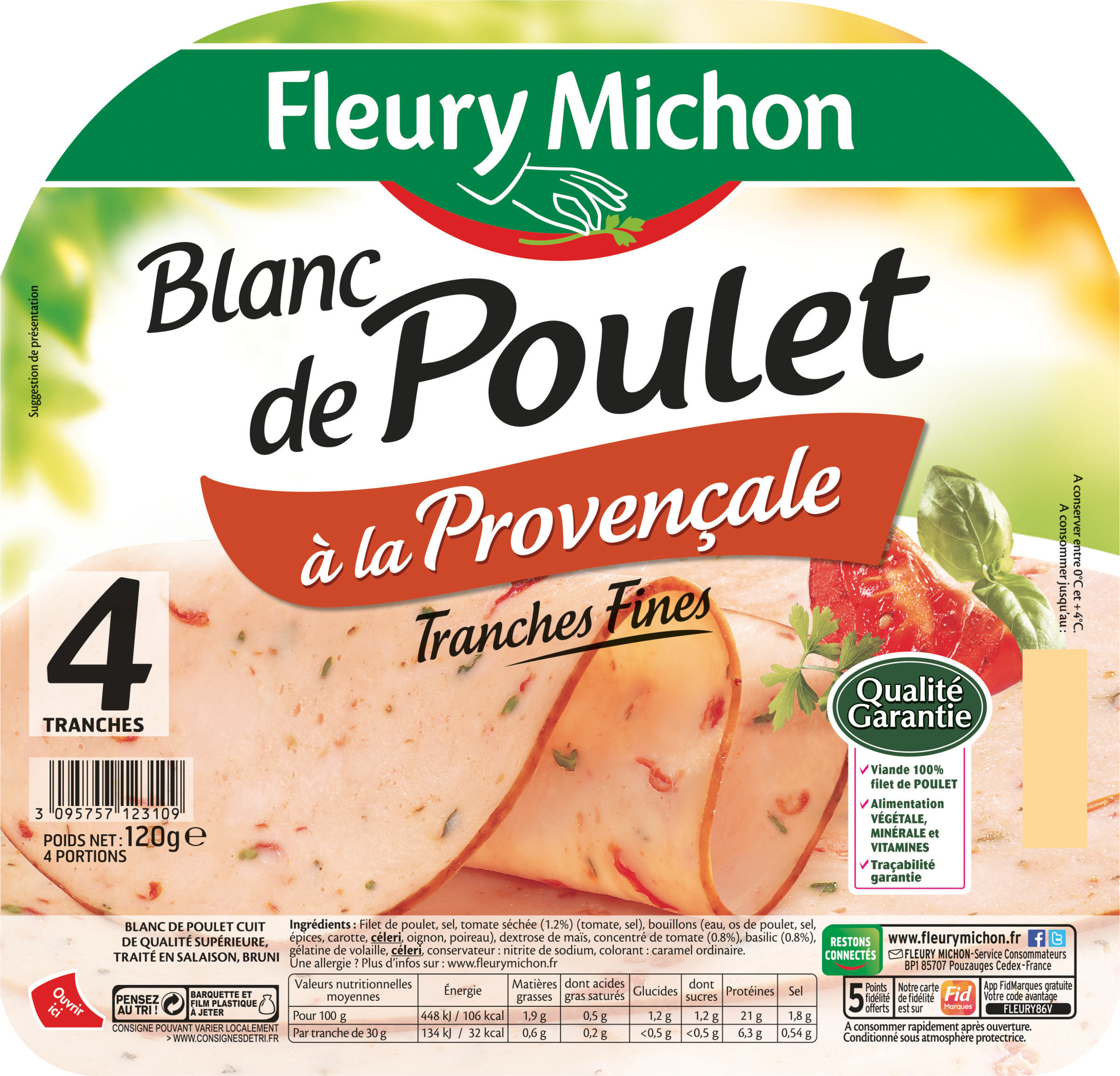 Blanc de Poulet à la Provençale - 4 tranches fines - Produit