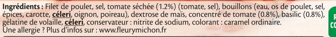 Blanc de Poulet à la Provençale - 4 tranches fines - Ingrédients