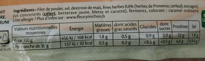 Blanc de poulet fines herbes Halal - 6 tranches fines - Voedingswaarden - fr