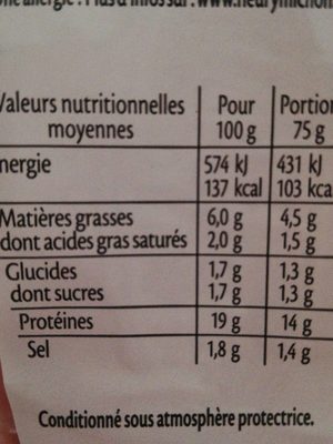 Alumette de poulet - Nutrition facts - fr