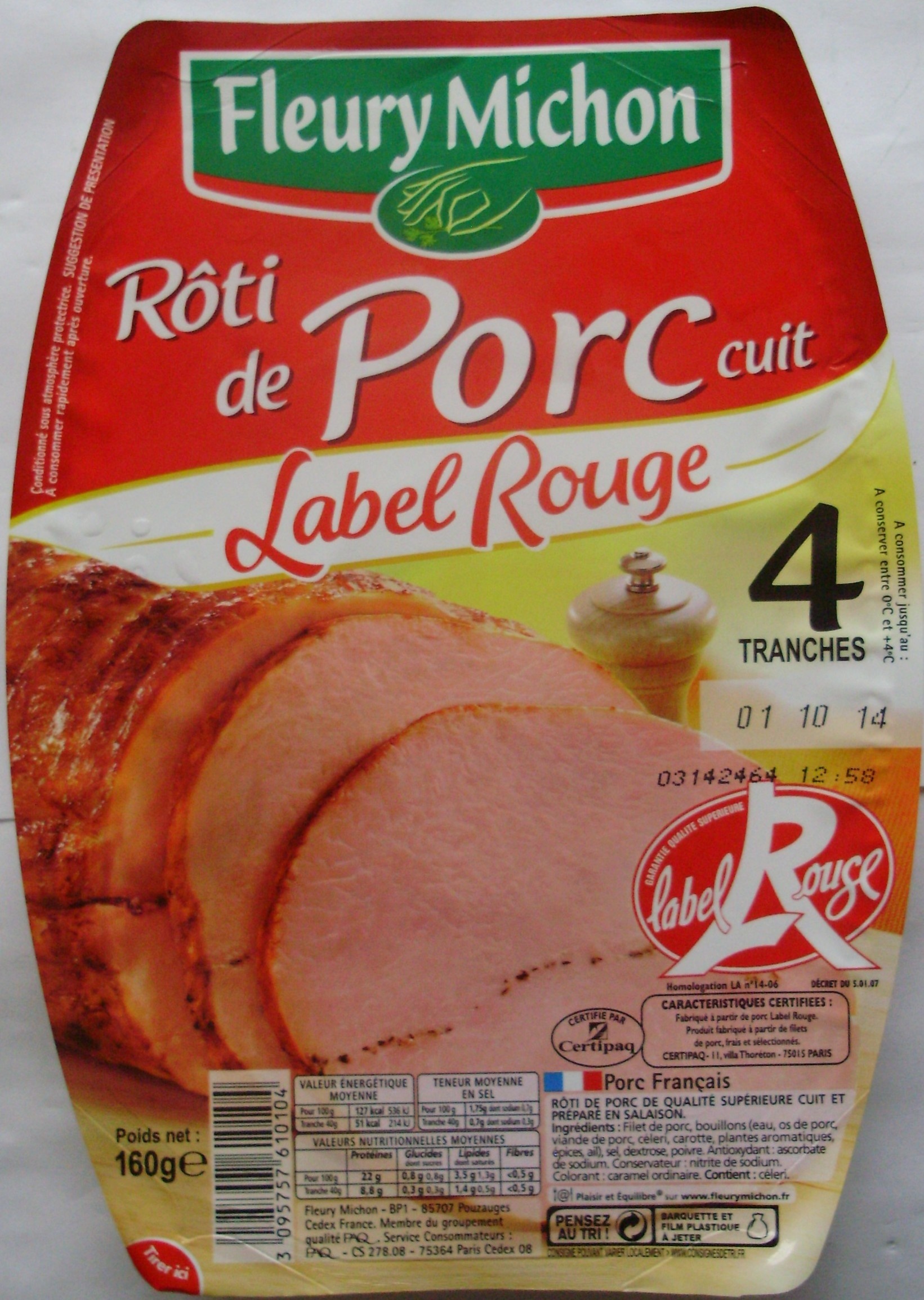 Rôti de Porc cuit, Label Rouge (4 Tranches) - Produit