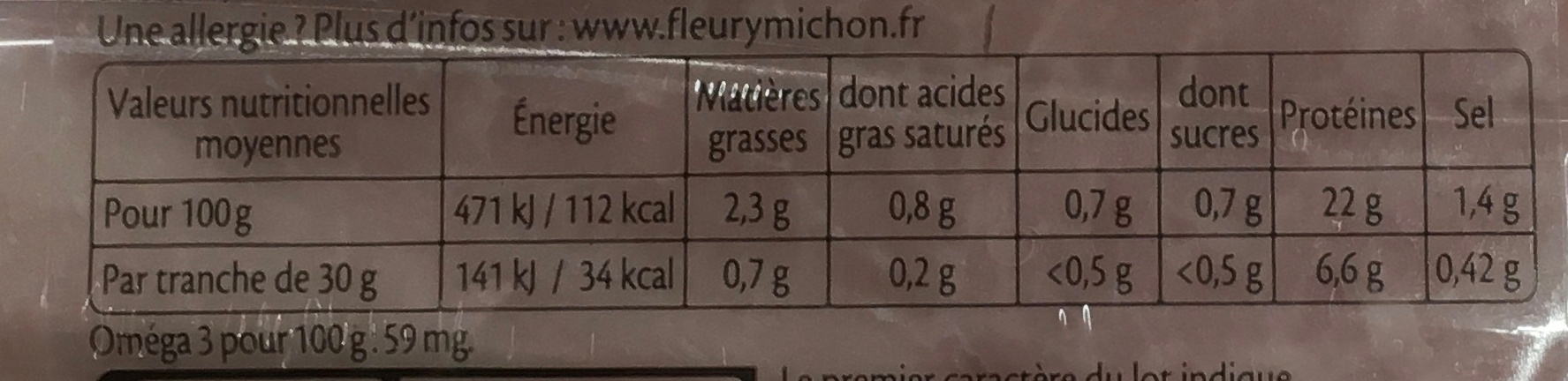 Le Supérieur -25% de Sel (lot 2x6+8 tranches) - Nutrition facts - fr