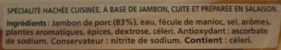 Le Haché de Jambon à poêler (2 Pièces) - Ingredients - fr