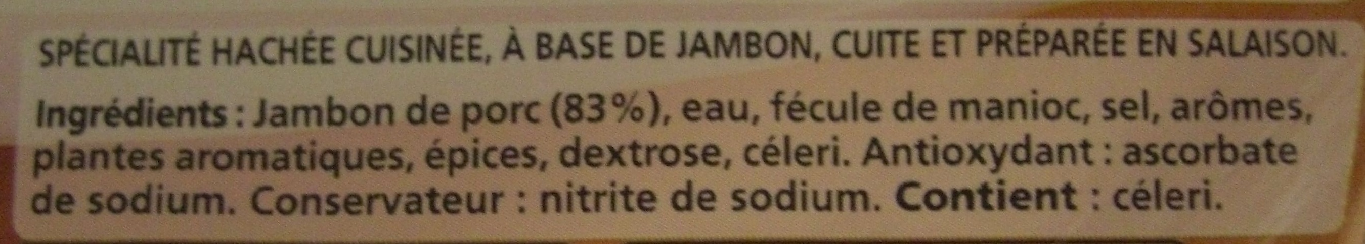 Le Haché de Jambon à poêler (2 Pièces) - Ingredientes - fr