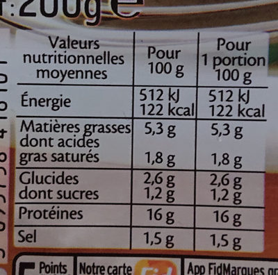 Le Haché à la Dinde - à Poêler - Valori nutrizionali - fr