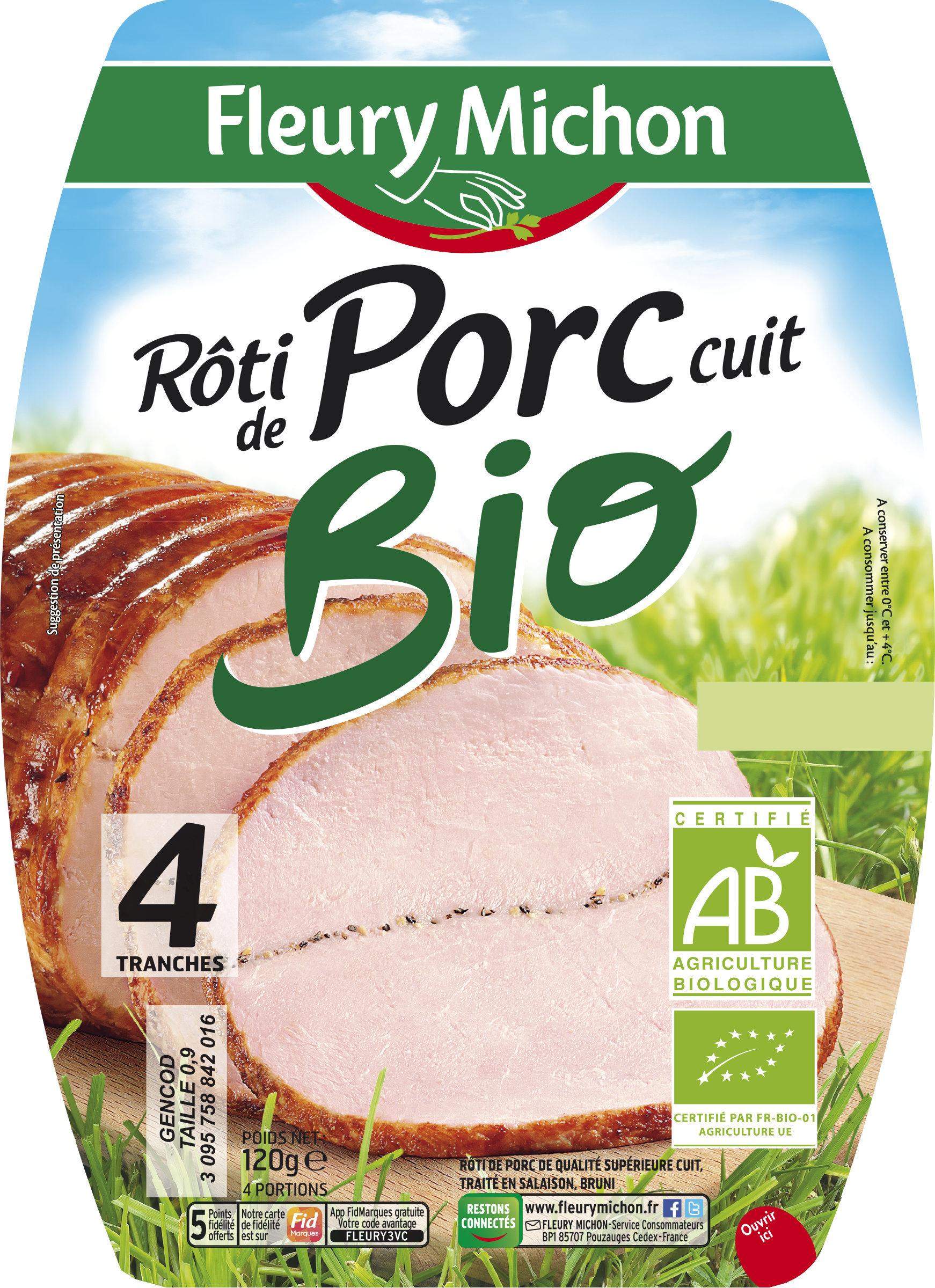 Rôti de porc cuit bio - 4 tranches - Produit