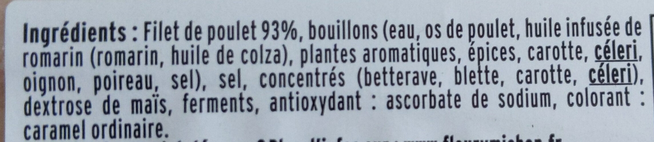 Filet de Poulet - Rôti - Ingredientes - fr