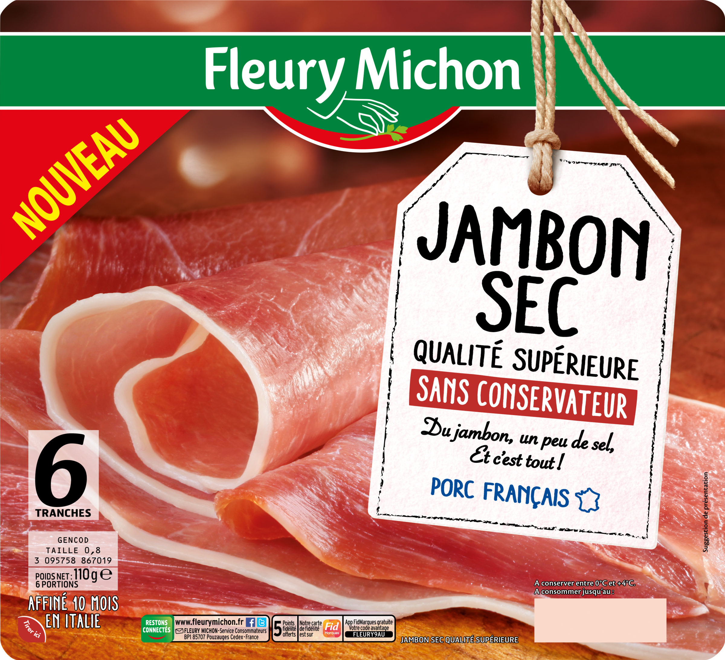 Jambon Sec Qualité Supérieure Sans Conservateur - 6 Tranches - Produit