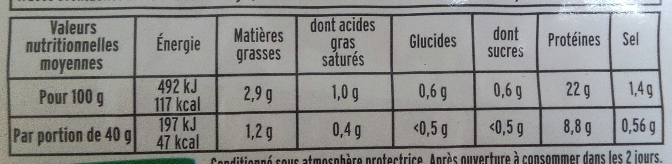 Jambon le paris -25% de sel (6+1 gratuite) - Voedingswaarden - fr