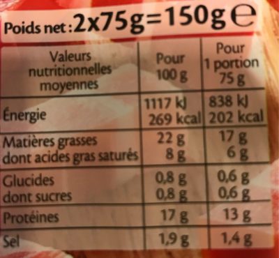 Allumettes - Nature -25% de sel* - FILIERE FRANCAISE D'ELEVEURS ENGAGES - Tableau nutritionnel