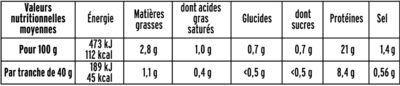 Jambon Supérieur sans couenne Bio - 2 tranches - Nutrition facts - fr