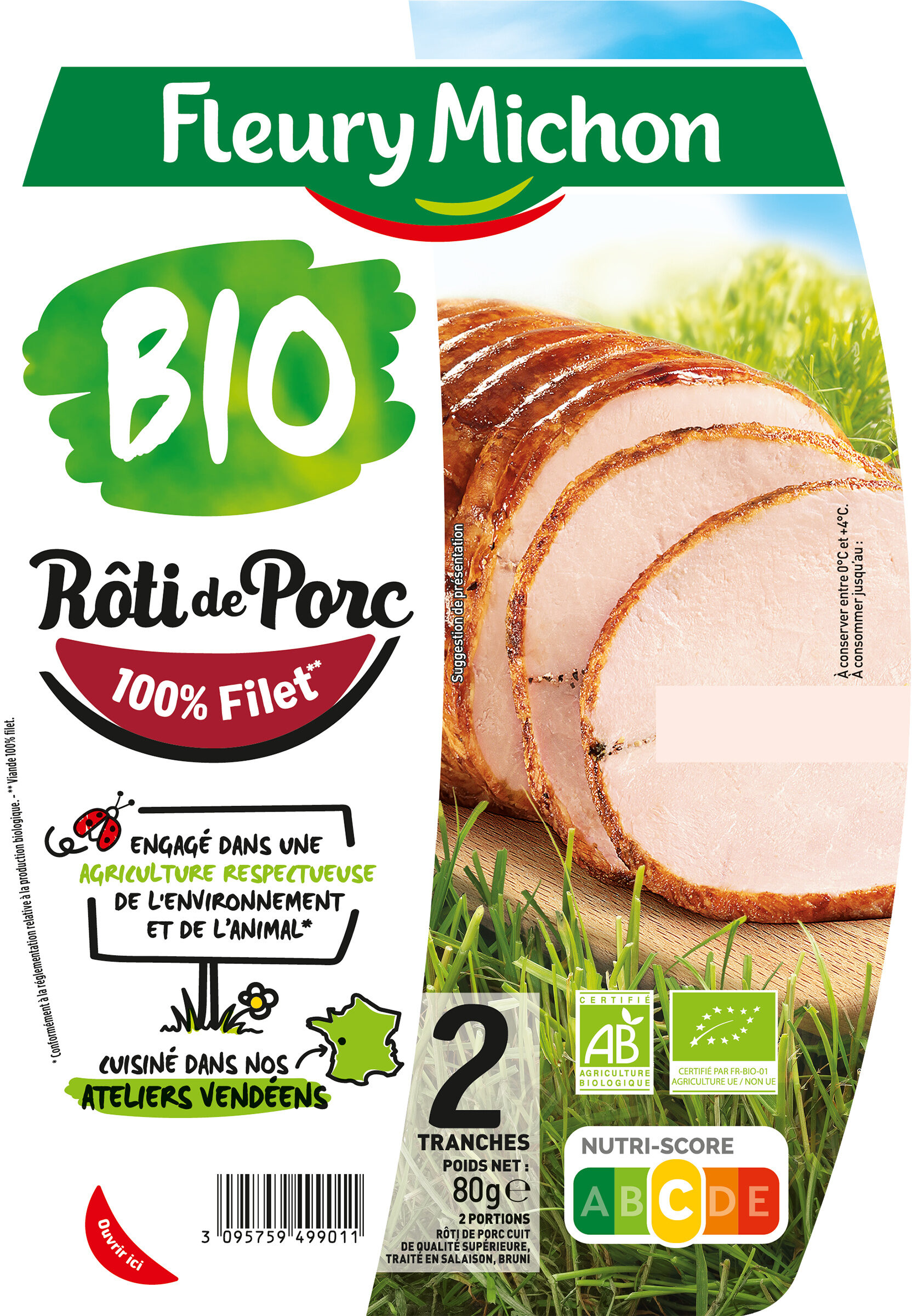 Rôti de porc cuit BIO - 2 tranches - Produit