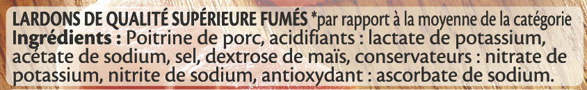 Allumettes - Fumées -25% de sel* - FILIERE FRANCAISE D'ELEVEURS ENGAGES - Ingredientes - fr