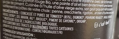 Arrabiata Bio - Ingredients - fr