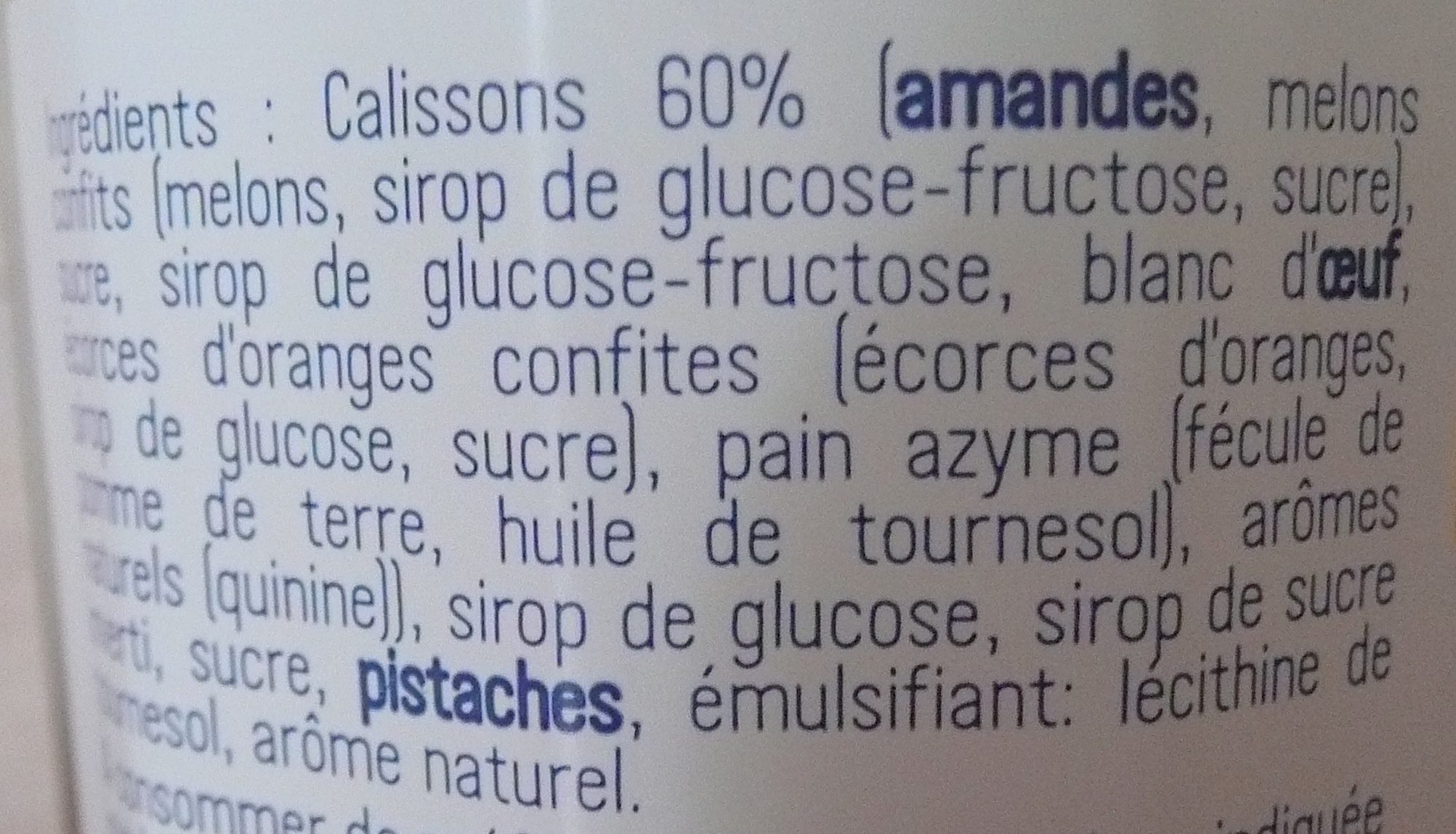 Crème de calissons - Ingredientes - fr