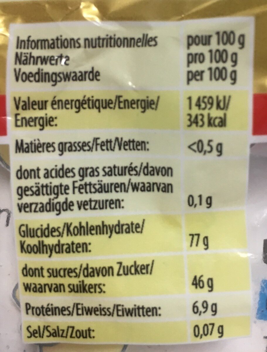 L'ours d'or - Nutrition facts - fr