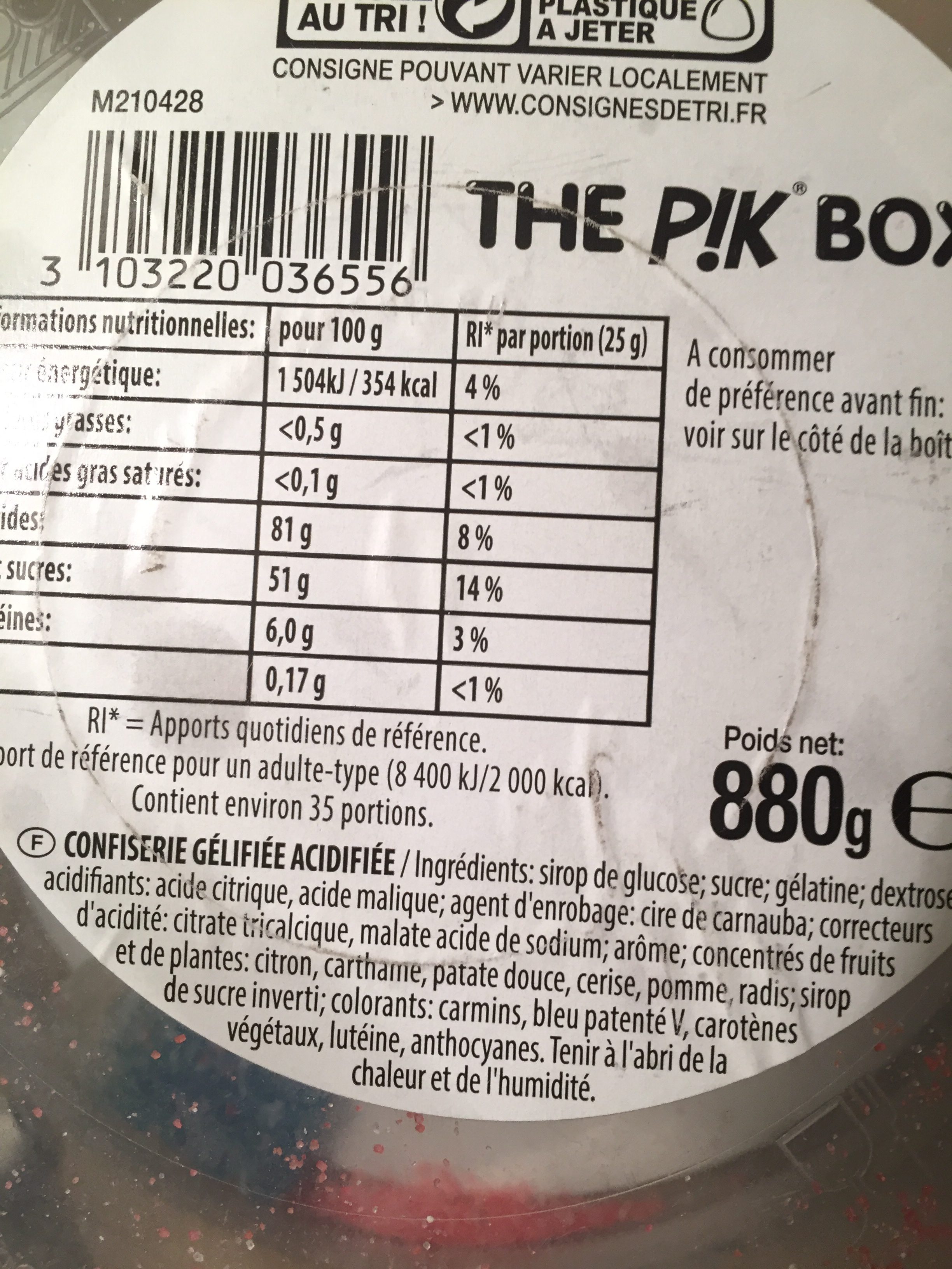 The Pik Box - Ingredients - fr