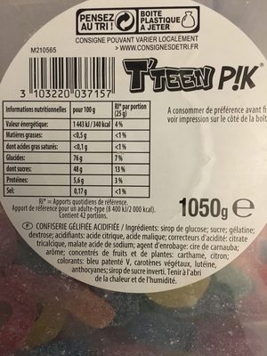 T’teen pik - Ingredients - fr