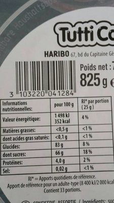 Tutti candi - Nutrition facts - fr