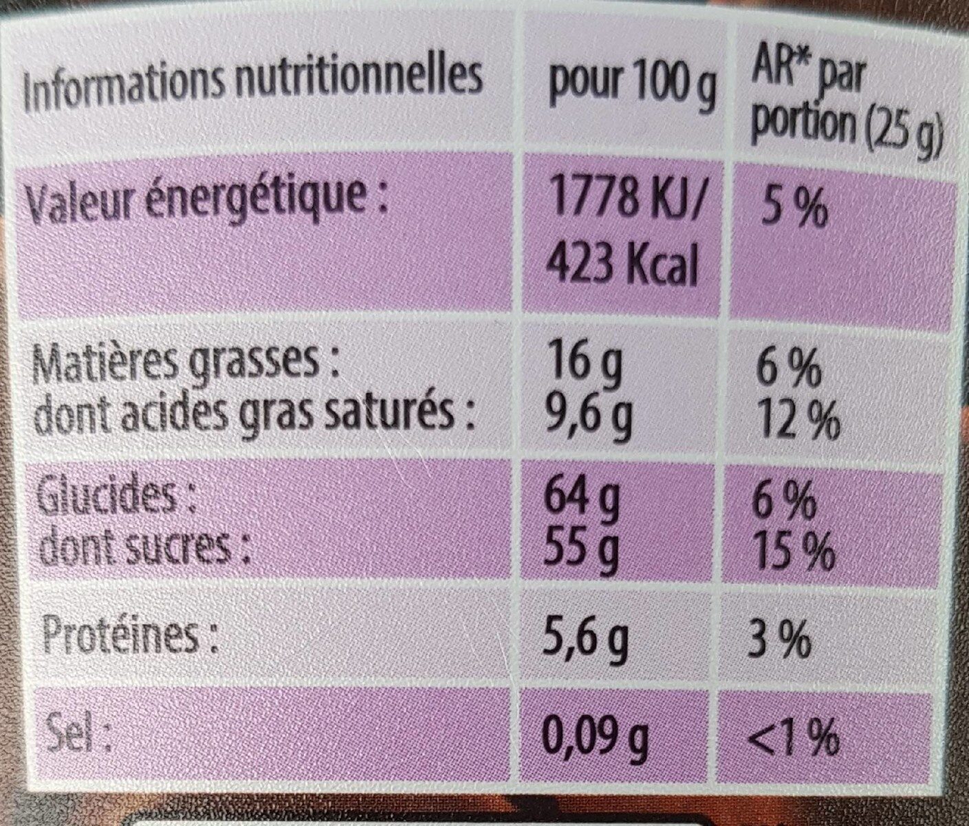 Chamallows Choco - Informació nutricional - fr