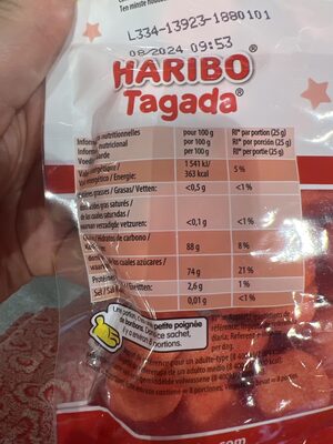 Tagada - Tableau nutritionnel