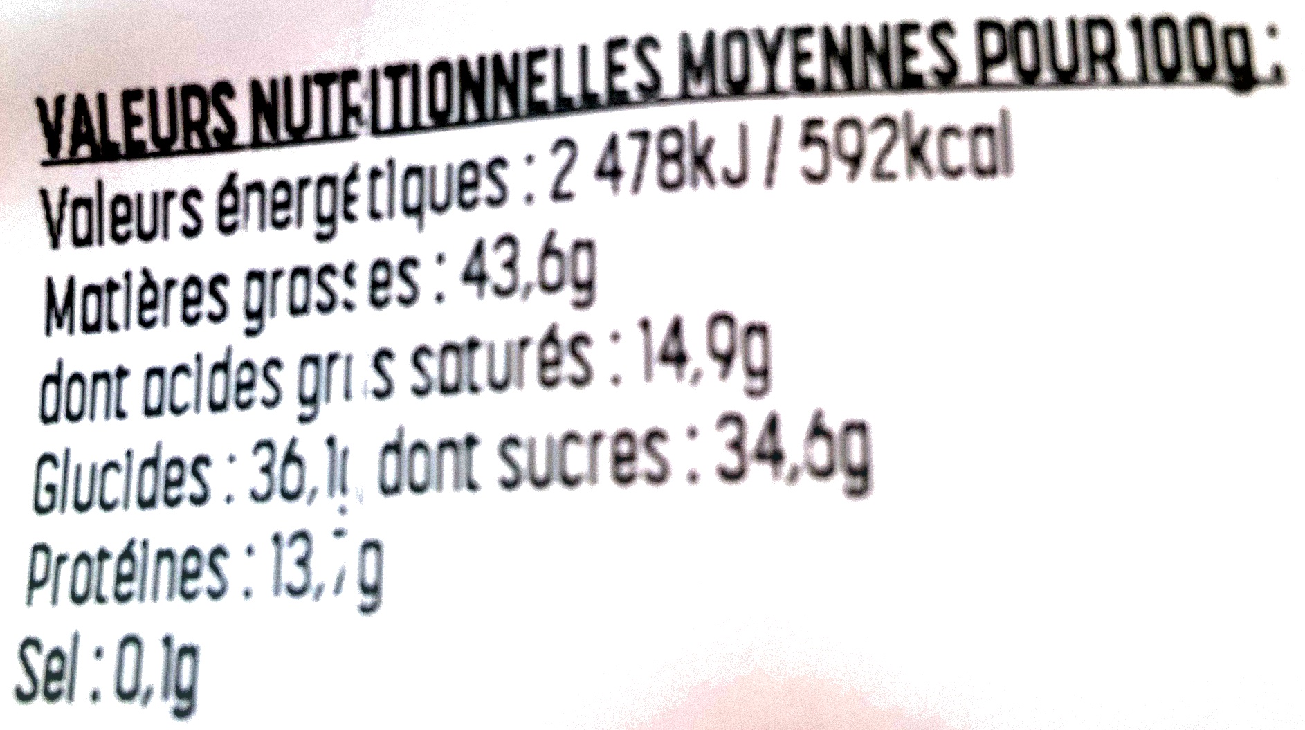 Rocs aux amandes chocolat blanc - Nutrition facts - fr
