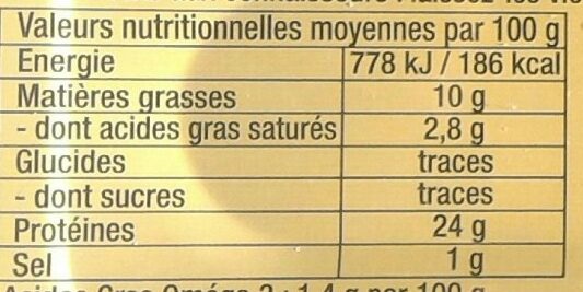 Sardines à l'huile de tournesol - Nutrition facts - fr