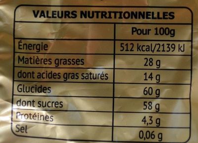 Papillotes pralinés - Nutrition facts - fr