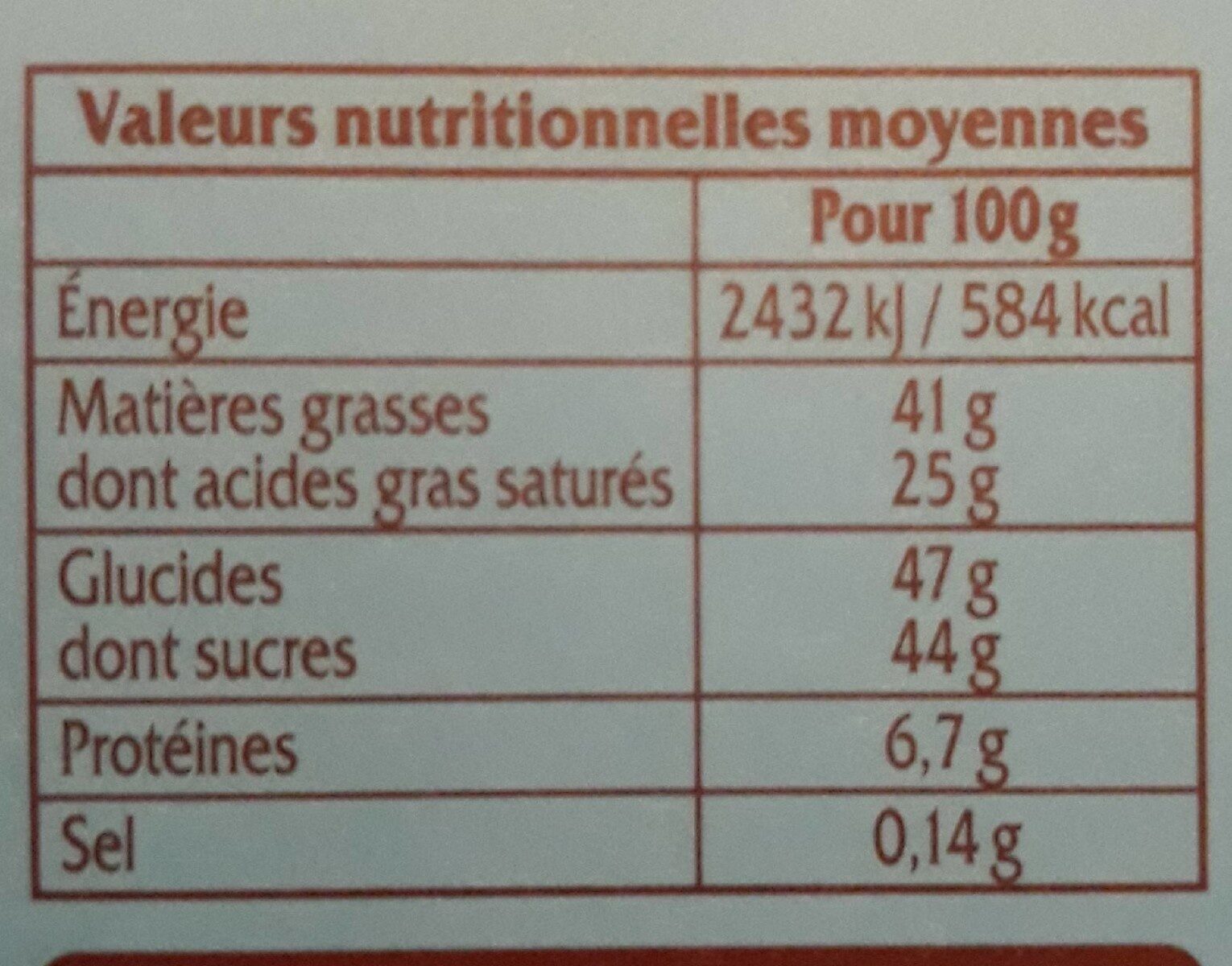 La Poule Lait Révillon - Información nutricional - fr