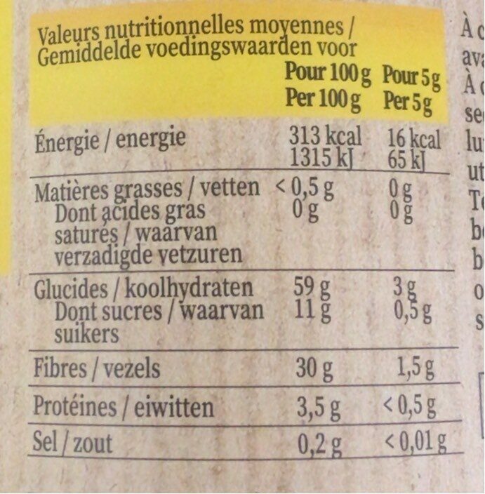 Chicorée instantanée - Valori nutrizionali - fr