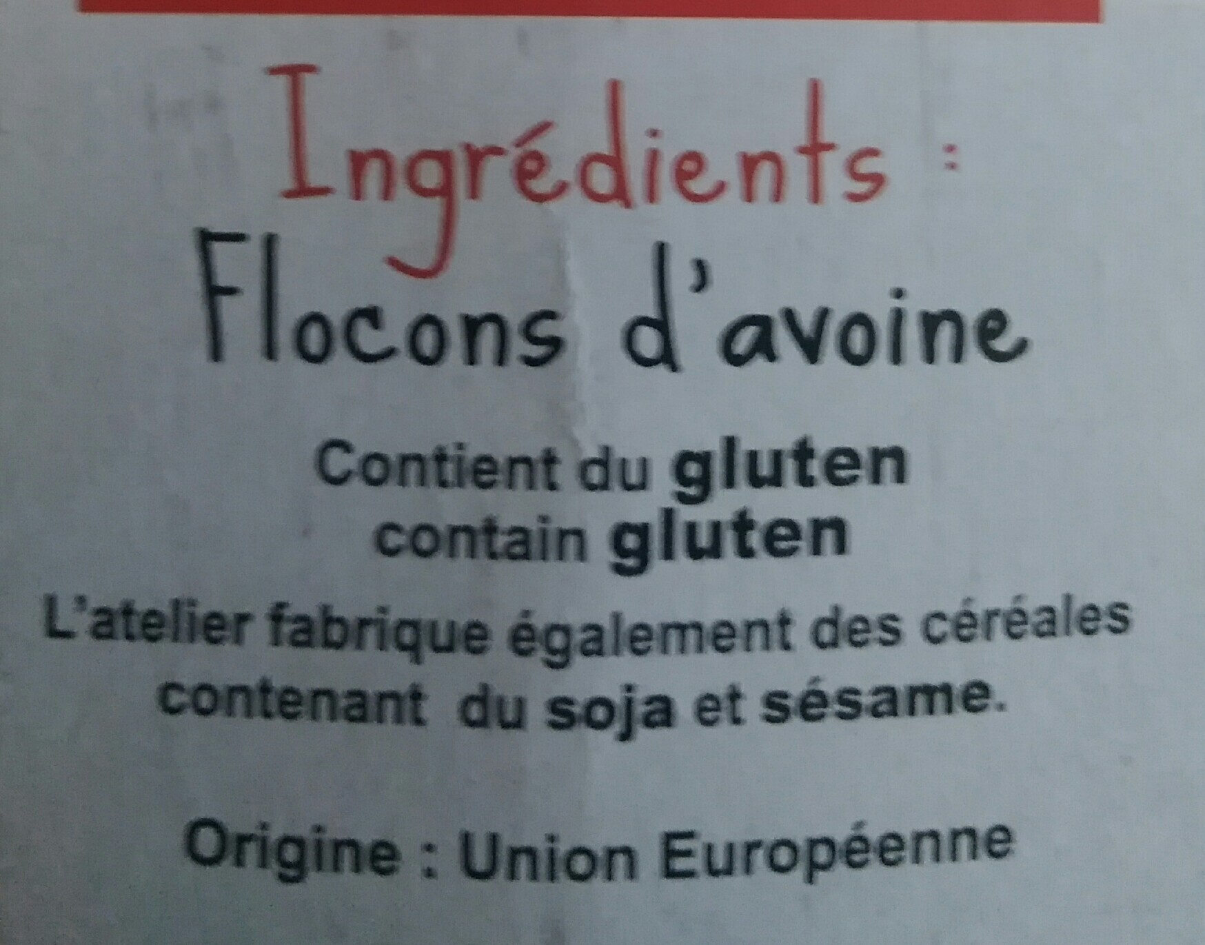 Flocons d'avoine - Ingredients - fr