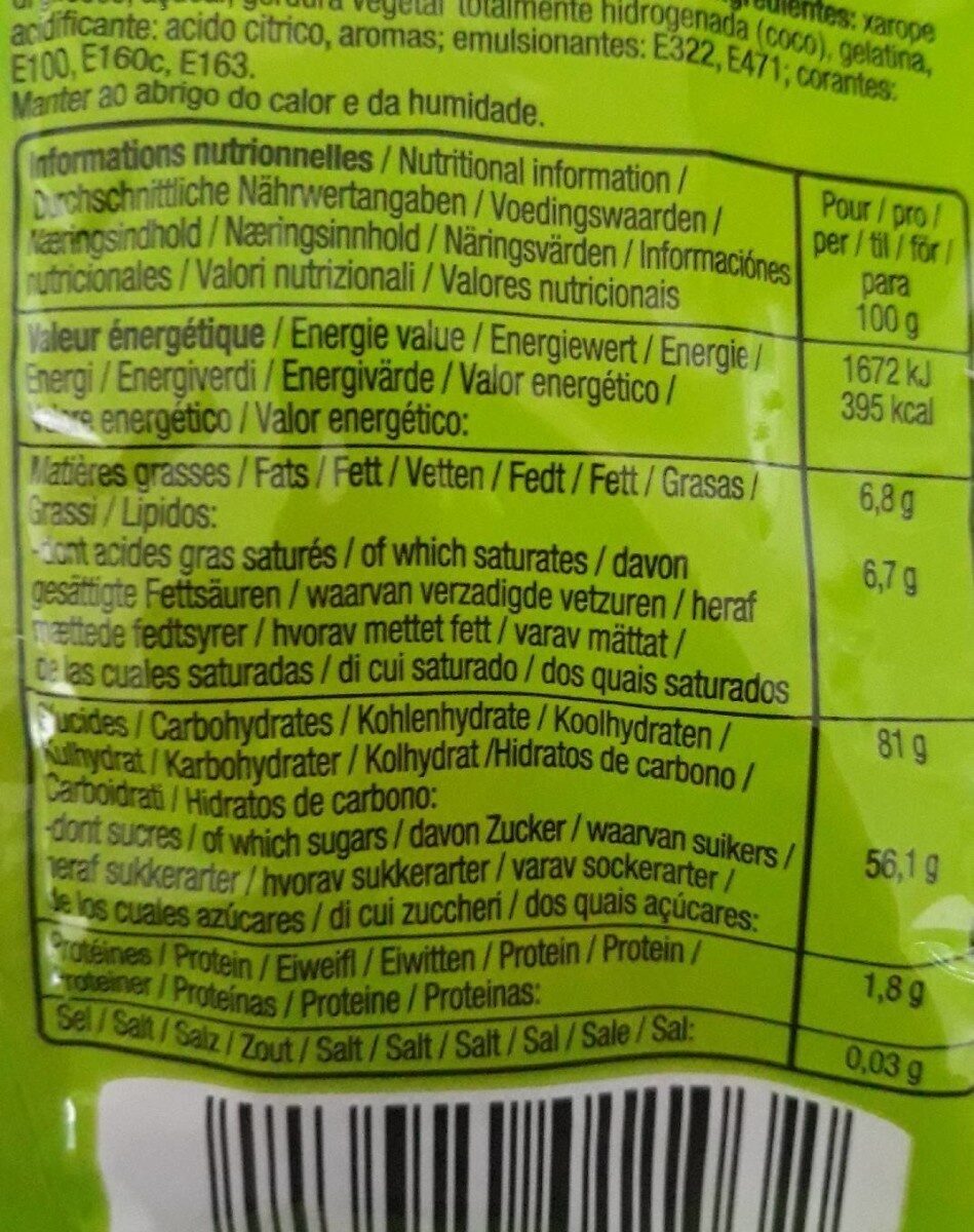 Caramelos Air Fruit Verquin - Valori nutrizionali - fr