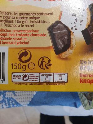 Biscuits Délichoc Chocolat noir x 12 biscuits - Instruction de recyclage et/ou informations d'emballage