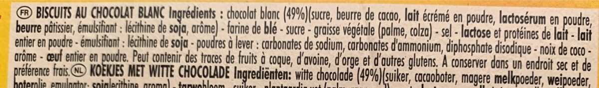 Biscuits Délichoc Chocolat blanc - 150g - Ingredientes - fr