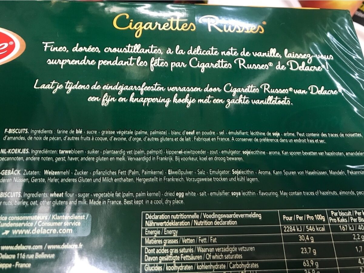 Cigarettes russes - Ingrédients