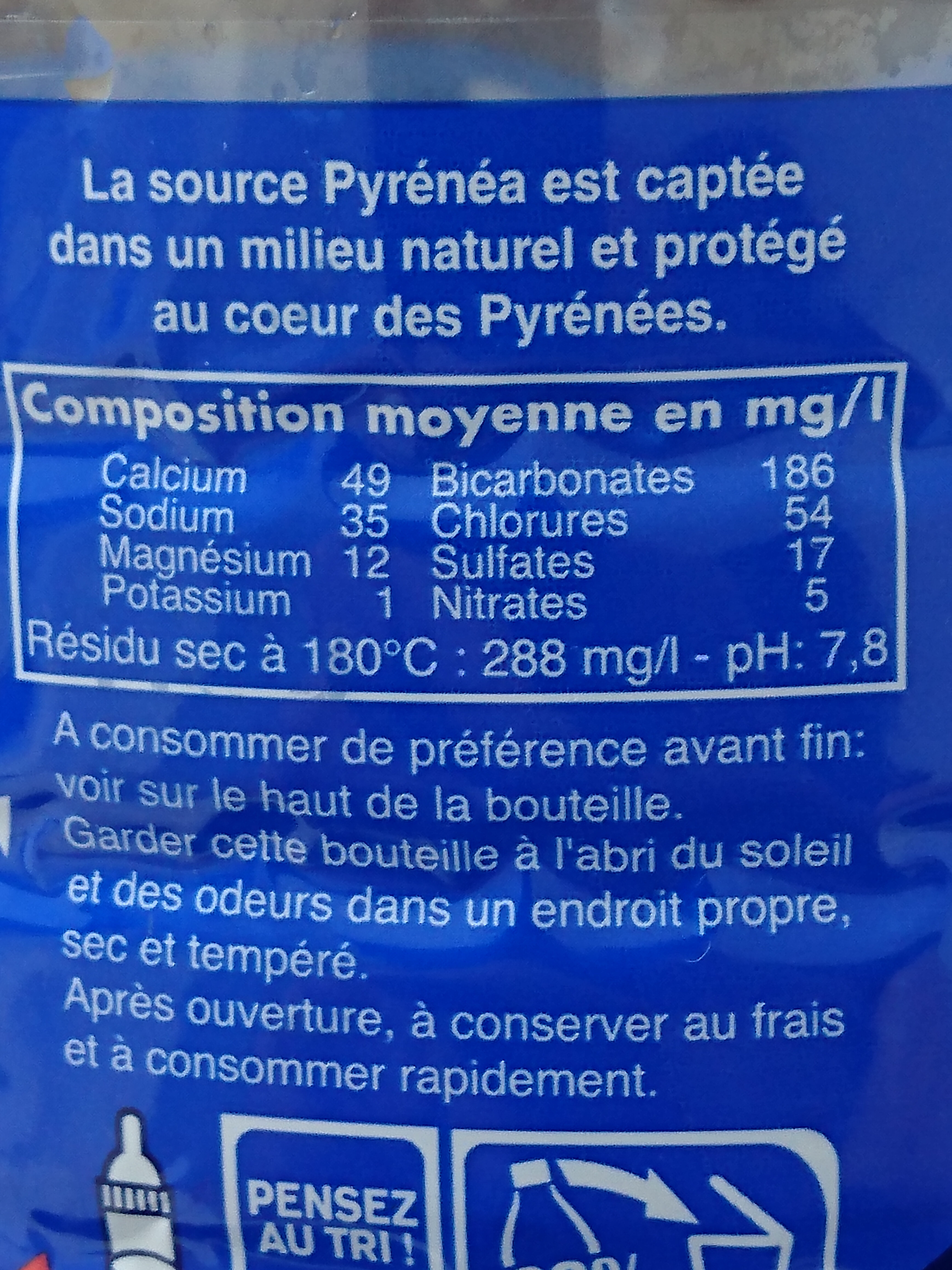 Eau de source Pyrenea - Ingredients - fr