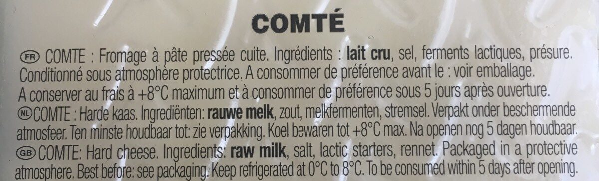 Comte - Ingredients - fr