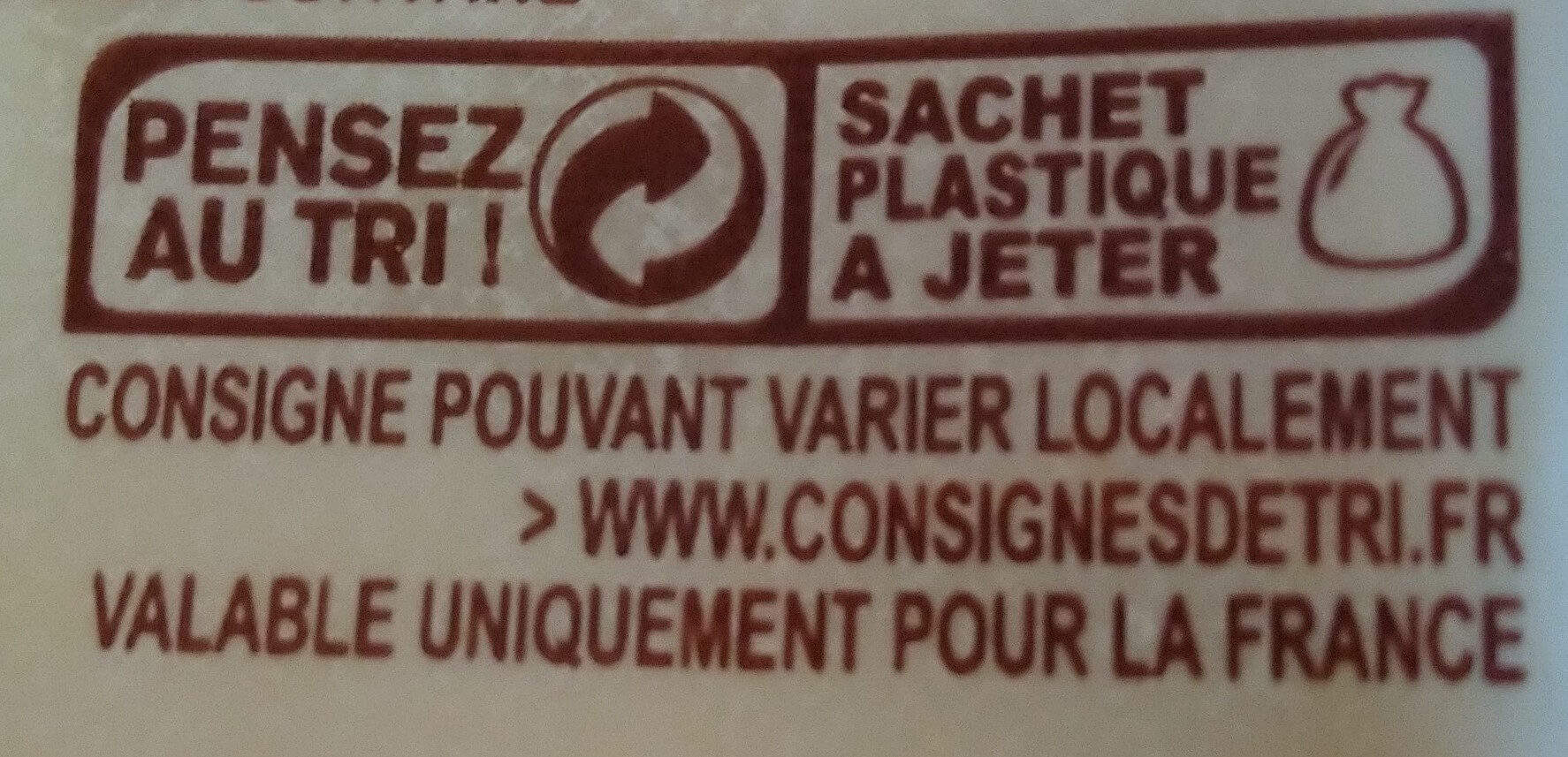 Comté Le Fruité - Instruction de recyclage et/ou informations d'emballage