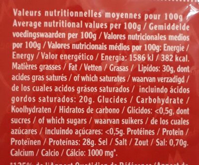 L'Emmental Français Extra fin - Tableau nutritionnel