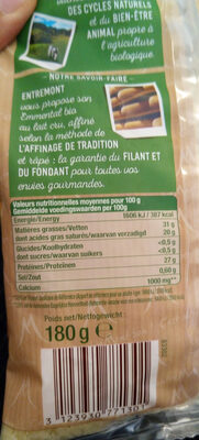 L'emmental Français râpé Bio - Nutrition facts - fr