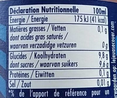 Orangina - Tableau nutritionnel