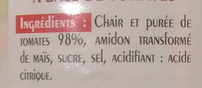 Chair de Tomate - Ingredients - fr