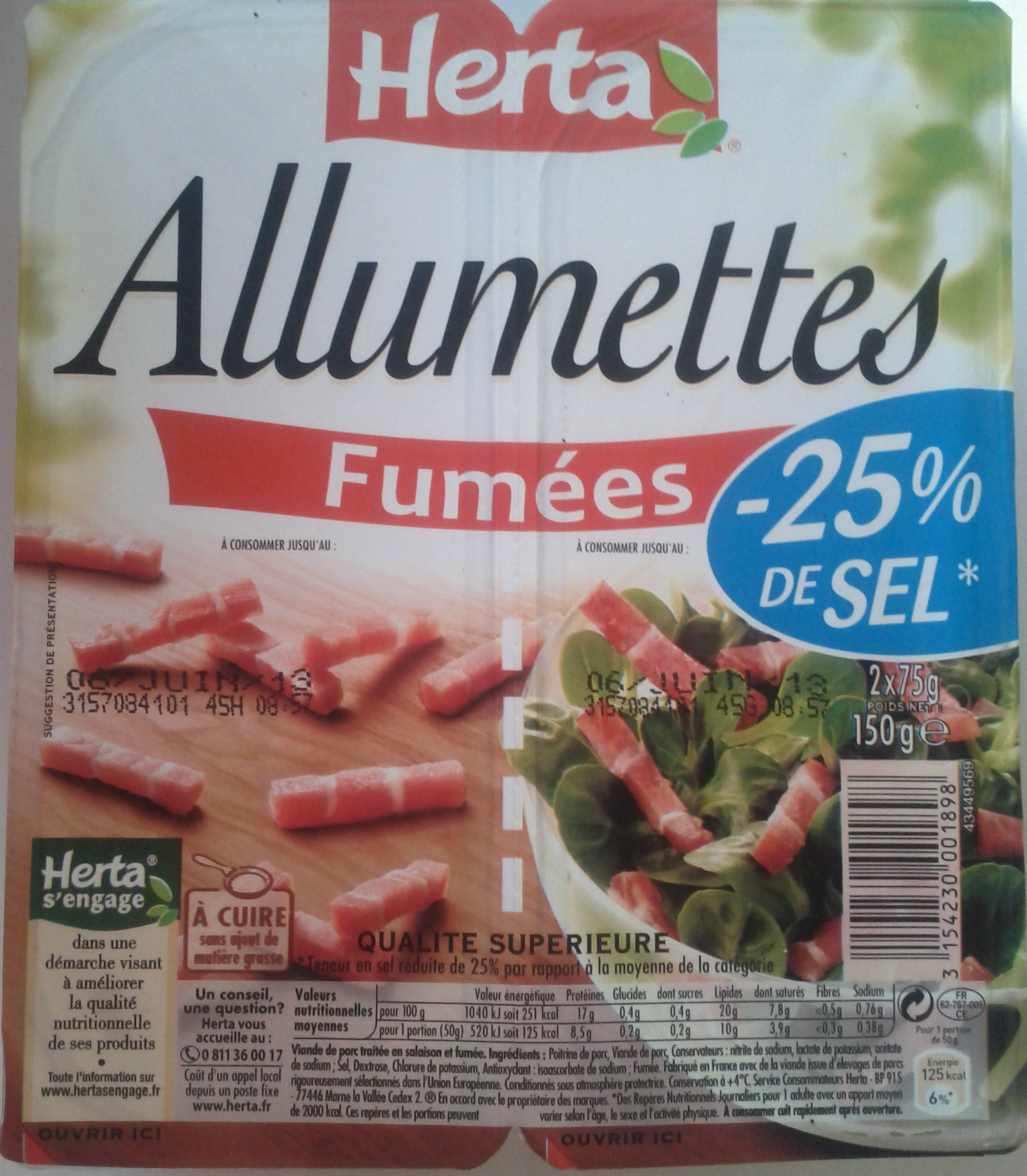 Allumettes, Fumées (- 25 % de Sel) - Product - fr