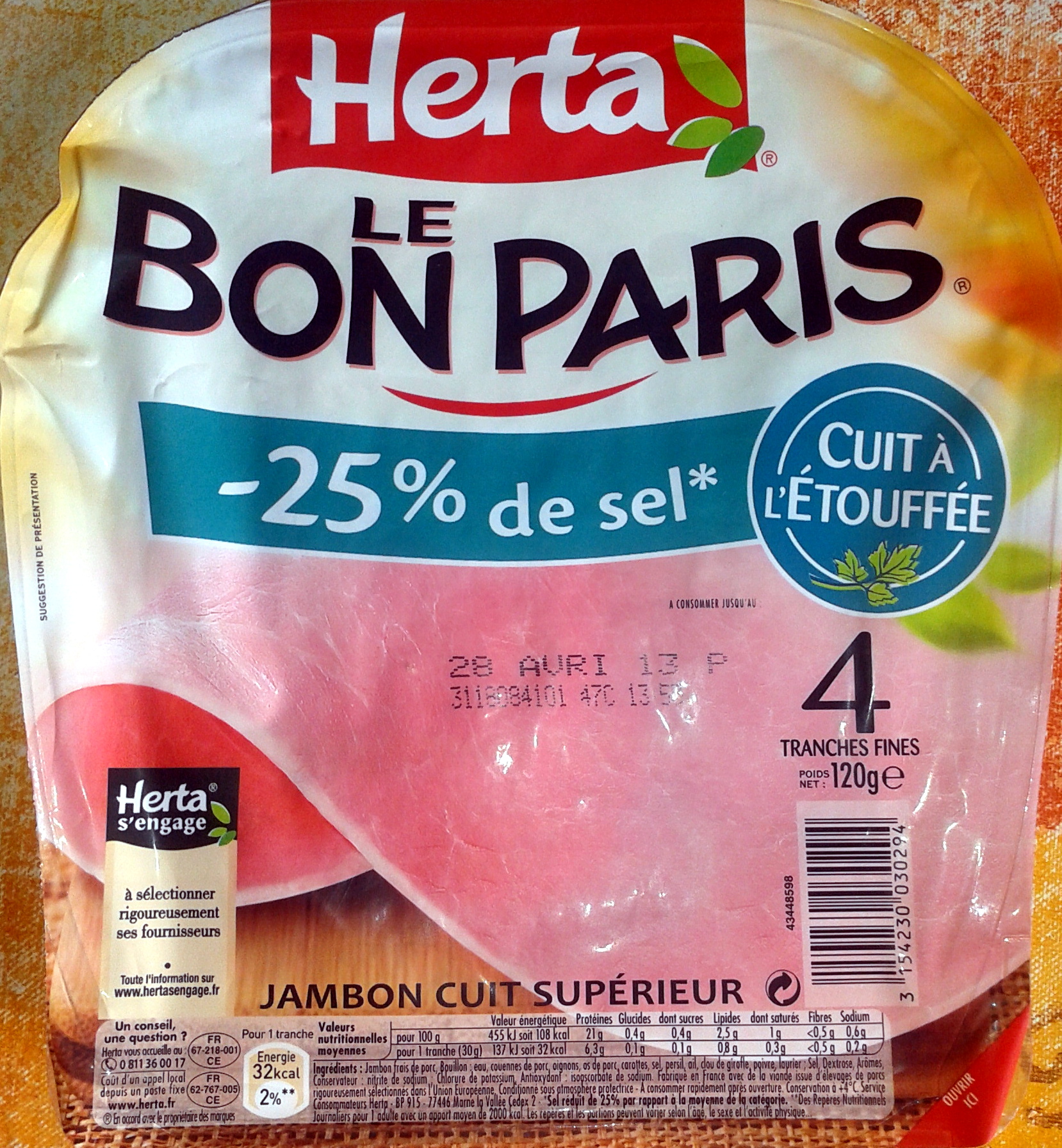 Le Bon Paris - Jambon cuit à l'étouffée - Produit