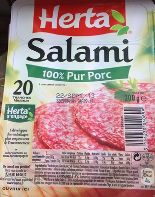 Salami, 100 % Pur Porc (20 Tranches minimum) - Produit